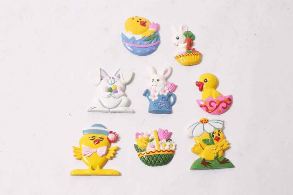 Vintage 1980s Easter Magnets Cute Bunnies and Chicks ~ 260612-WH 1107